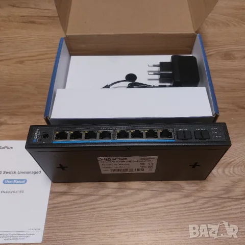 Нов 10-портов 2.5G Суич GiGaPlus (8 x 2.5G RJ45 + 2 x 10G SFP+) Метален / Безшумен, снимка 2 - Суичове - 55346889
