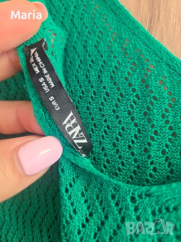 зелена рокля Зара Zara, снимка 4 - Рокли - 54720603