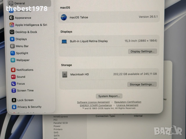 MacBook Air 15 M2`8 CPU/10 GPU/8GB RAM/256GB SSD/Бат 99%/Като Нов, снимка 8 - Лаптопи за работа - 54838762
