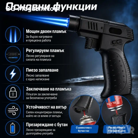 Мощна мини ръчна газова горелка домашна за запояване барбекю крем брюле кухненска готвене запалка, снимка 2 - Поялници и запояване - 51050012
