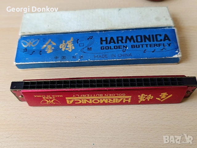 Ретро устна хармоника Golden Butterfly (Златна пеперуда) с оригинална кутия, снимка 2 - Антикварни и старинни предмети - 55010738