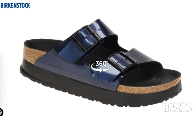 Сандали / чехли Birkenstock Arizona Papillio Flex Platform, сини лачени, тесни номер 39 