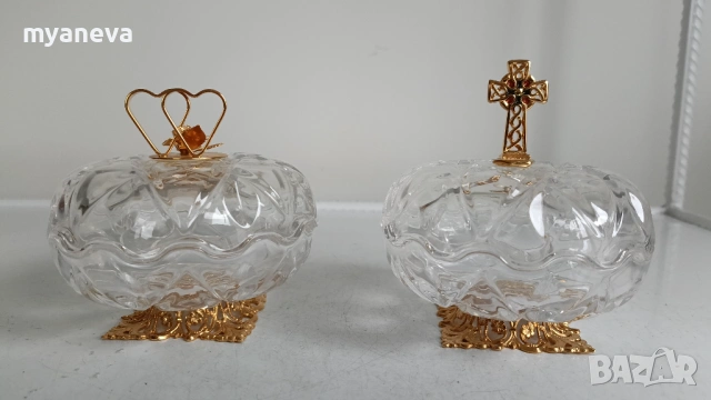 Кристални кутии за бижута и малки предмети от Killarney Crystal ,Ирландия., снимка 4 - Декорация за дома - 54402545