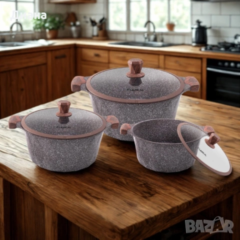  Гранитен комплект касероли за професионално и домашно готвене