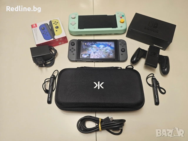 Nintendo Switch Мега Комплект! Всички Кабели, Док, Калъф, Геймпад Грип + Екстри (+ 1г. Гаранция)