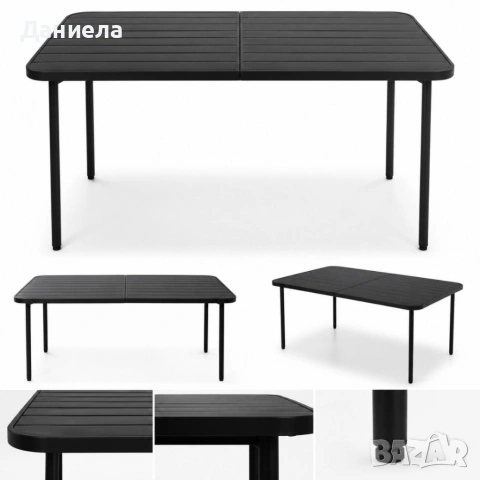 Правоъгълна градинска маса 140x80 см в елегантен черен цвят 