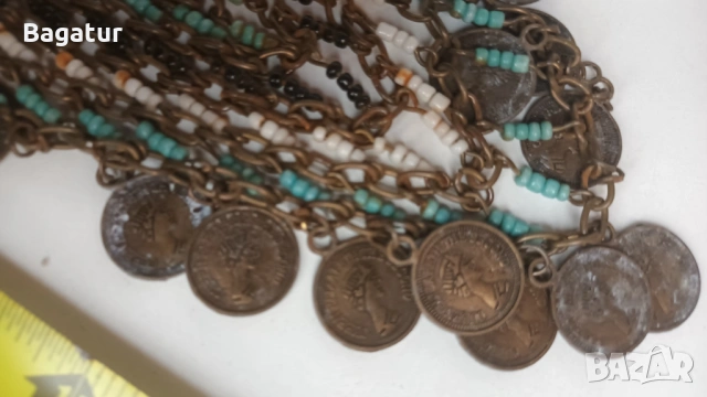 Лот етно,гердан,бижу,накит,Бохо стил,камък,бронз,мъниста, снимка 6 - Антикварни и старинни предмети - 54044341