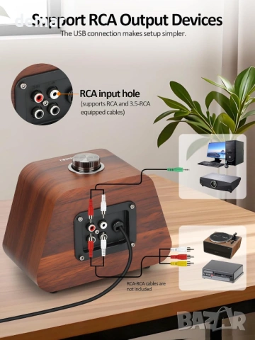 Компютърни високоговорители със субуфер 2.1, USB захранване, Bluetooth 5.0 и RCA вход (K02), снимка 6 - Тонколони - 54341934