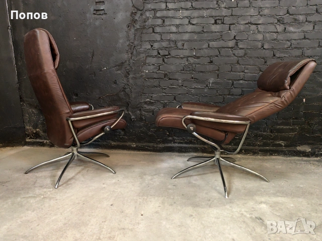Чифт дизайнерски кожени релакс кресла Stressless Metro, снимка 5 - Дивани и мека мебел - 54692695