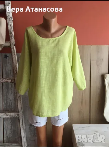 🍋🍋🍋 Ленена блуза в свободна кройка🍈🍈🍈, снимка 2 - Тениски - 55617544