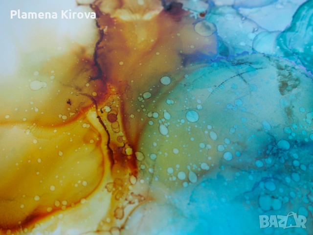 Абстрактна картина "Сапунен сън" | Ръчна изработка, снимка 3 - Картини - 53979201