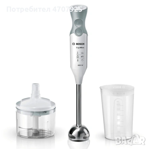 Пасатор Bosch Ergomixx, основа за пасатор от неръждаема стомана, мерителна кана, нож с 4 остриета, ч