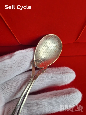 ✅СРЕБЪРНА ДЕСЕРТНА ЛЪЖИЧКА С КЕХЛИБАР❗, снимка 2 - Други ценни предмети - 54043720