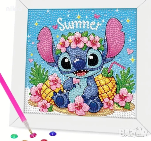 Стич stitch тропик ананас детски 5D гоблен диамантен картина мозайка за направа по схема с камъчета