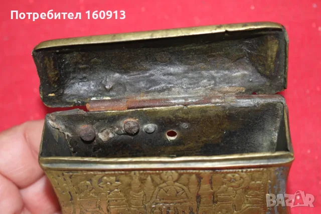 Старинна бронзова барутница, паласка, фишеклък, кутия. *1, снимка 11 - Антикварни и старинни предмети - 55422179