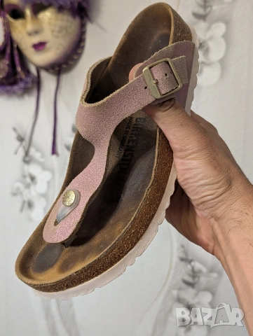 чехли Birkenstock GIZEH Suede Metallic Rose Copper номер 39 , снимка 2 - Чехли - 55052958