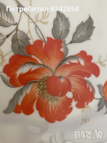 Антикварно трио Sorau Carstens Porzellan Astoria “Blume Orange” (Германия, 1925–1939г.), снимка 7 - Антикварни и старинни предмети - 55244119