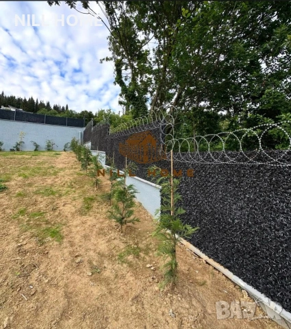 тел ( тип-бръснач ) бодлива тел, мрежа с декорация ( изкуствена трева ) зелена, антрацид, колове, , снимка 8 - Огради и мрежи - 55168550