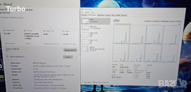 17.3' 75hz IPS Lenovo Y910 Intel Core i7-6820HK/NVIDIA GTX1070 8GB GDDR5/16GB/256GB SSD+TB, снимка 4 - Лаптопи за игри - 55228419