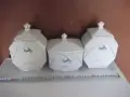 Лот от 3 бр. порцеланови кутии за сол , захар и фиде, снимка 1