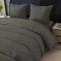 Комплект спално бельо 160x200 см с 2 калъфки 70x80 см, сатенени райета, микрофибър/памук, снимка 1