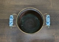 Месингова кашпа с порцеланови дръжки , снимка 3