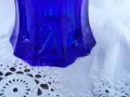 Българска кристална ваза в синьо, снимка 7