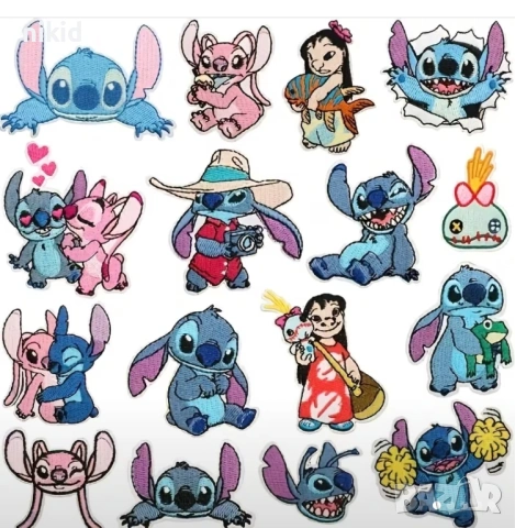 16 Стич Stitch емблема апликация дреха дрехи самозалепваща картинка лепенка щампа нашивка бродерия