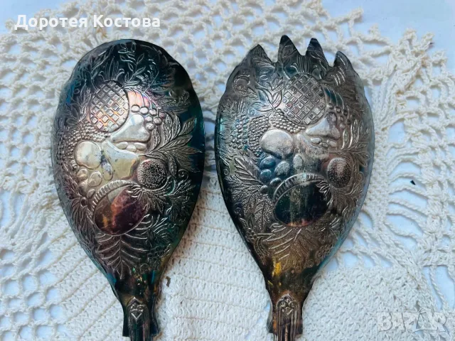 Красиви посребрени прибори за сервиране от Англия, снимка 8 - Прибори за хранене, готвене и сервиране - 55567474
