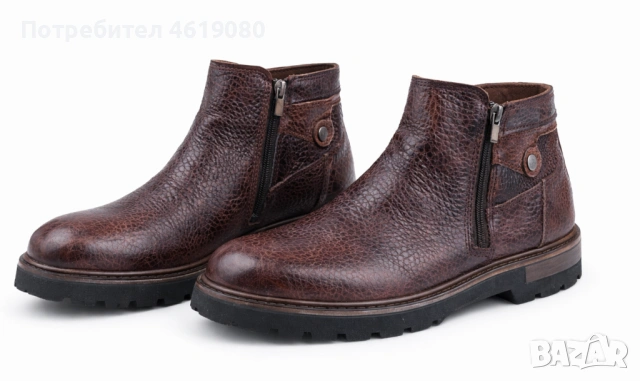 Мъжки кожени боти – кафяви, номер 41