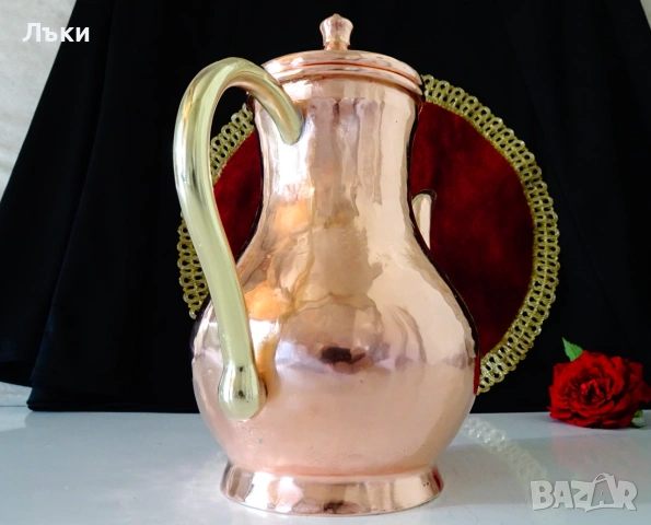 Медна кана,чайник,чиста червена мед 1.5 л.,800 гр. , снимка 5 - Антикварни и старинни предмети - 54988773