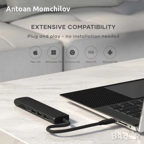 USB C хъб Satechi 7 in 1 Slim PLUS Ethernet, снимка 2 - Лаптоп аксесоари - 54827764