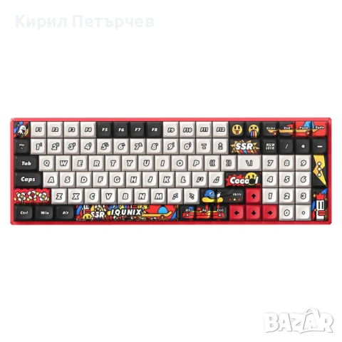 Нова IQUNIX F97 Graffiti Blaze Wireless Gaming Keyboard, RGB - Moonstone Turbo