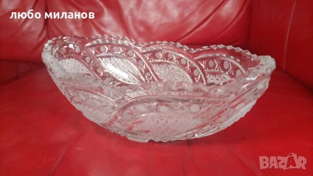 Кристална бонбониера, сухи мезета, елипса, ръчна гравюра, снимка 2 - Други - 55239654