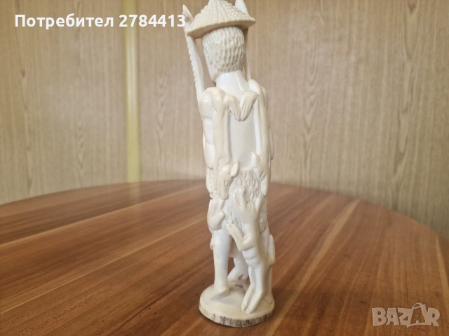 Африканска статуетка слонова кост 625 гр., снимка 3 - Статуетки - 54701097