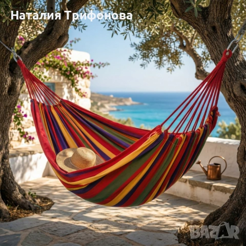 Градиснки червен хамак - идеален за релакс, следобедна дрямка или почивка, снимка 3 - Градински мебели, декорация  - 54178106