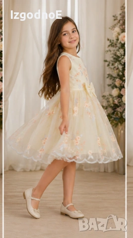 7/8г Нова Невероятно красива и ефирна лятна рокля, празнична детска рокля, рокля за повод