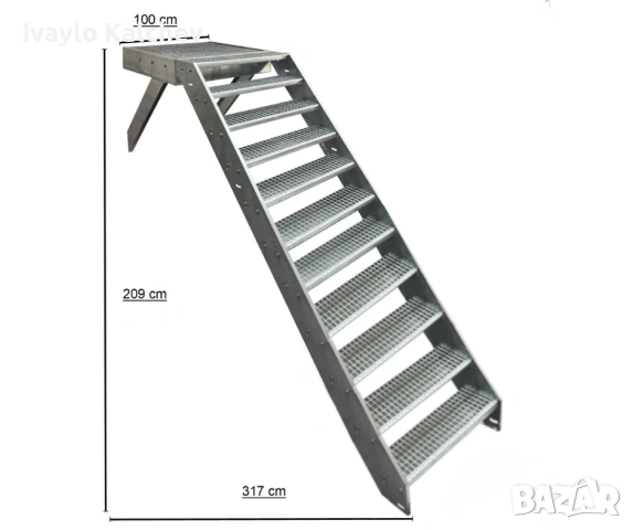 Външни метални стълби | Поцинковани | С или без парапет | Готови за монтаж, снимка 5 - Други - 54124162