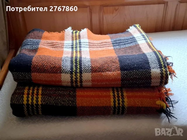 Класическо родопско одеяло в битово каре/оранжево
