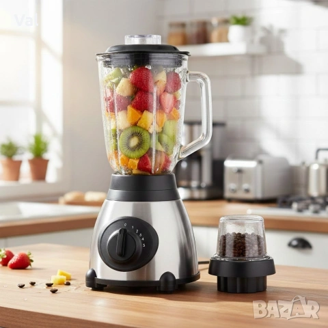 Блендер Cheffinger 1000 W – 1,5 л кана, мелачка 100 мл, корпус от неръждаема стомана, снимка 2 - Блендери - 54875677