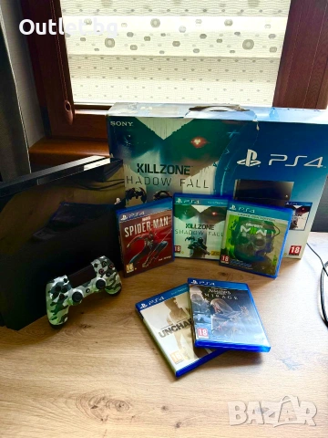 Перфектен PlayStation 4 (500GB) - Лимитиран камуфлажен джойстик + 5 игри