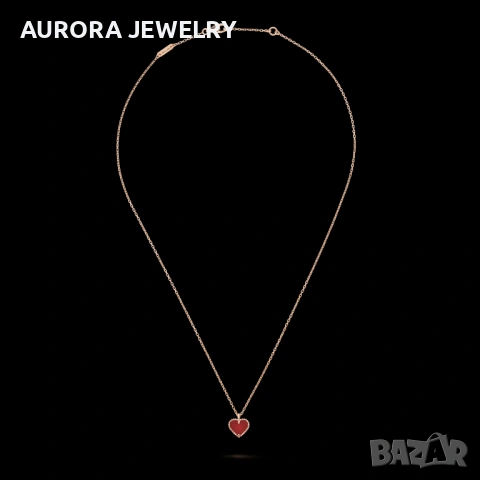 Van Cleef & Arpels VCA Rose Gold Red Carnelian Sweet Heart Дамско Колие, снимка 8 - Колиета, медальони, синджири - 54500588