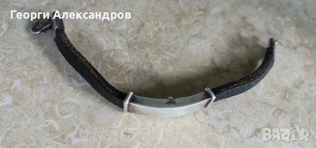 СТИЛНА УНИСЕКС СРЕБЪРНА ГРИВНА с ЕСТЕСТВЕНА КОЖА СРЕБРО 925 РЪЧНА ИЗРАБОТКА, снимка 6 - Гривни - 54903723