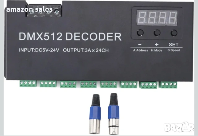 DMX декодер 24-канален драйвер за димиране на осветление,LED DMX512 контролер,RGB лентова светлина, снимка 2 - Други - 54479310