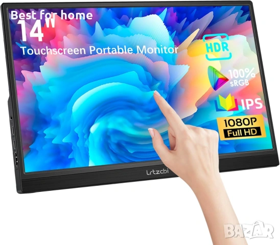 Преносим монитор с тъчскрийн 14-инчов HDR 1080P IPS екран