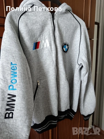 Ретро ватиран суитшър / горнище BMW Power (Размер M) – КАТО НОВ, снимка 4 - Суичъри - 54902942