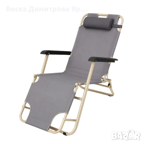 Луксозен регулируем градински шезлонг с мека възглавница 178×61×25 см - Лек и лесен за съхранение, снимка 7 - Градински мебели, декорация  - 54669345