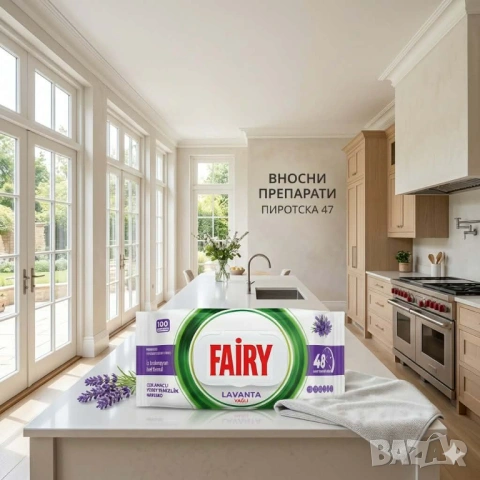 Универсални почистващи мокри кърпи Лавандула Fairy Power Wipes Lavanta с пробиотици, сода и оцет за 
