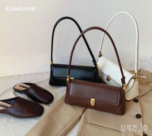 Елегантна дамска чанта с капак и златна ключалка - 4 цвята - НОВА, снимка 15 - Чанти - 54947740