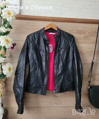 Черно яке естествена кожа HEMA , снимка 12 - Якета - 54318002